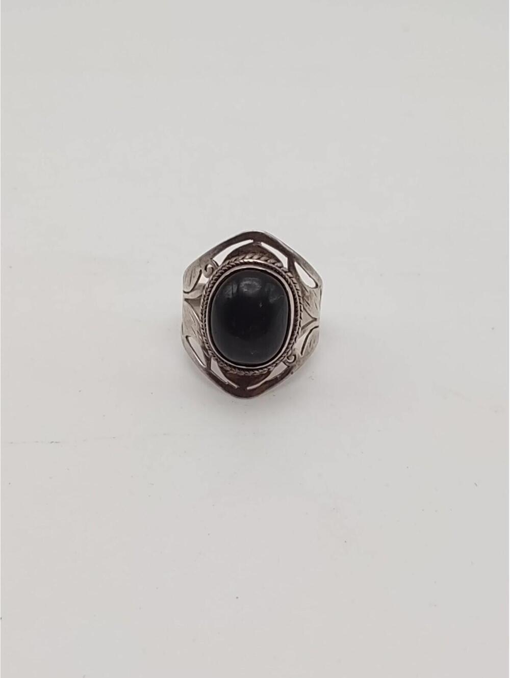 Vintage Sterling Silver Black Onyx Ring 925 Sz 6.5